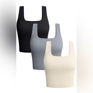 OQQ 3 Piece Seamless Ribbed Tank Tops